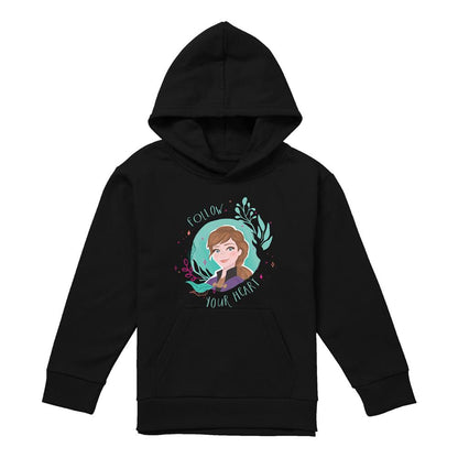 Black - Front - Frozen Childrens-Kids Follow Your Heart Anna Pullover Hoodie