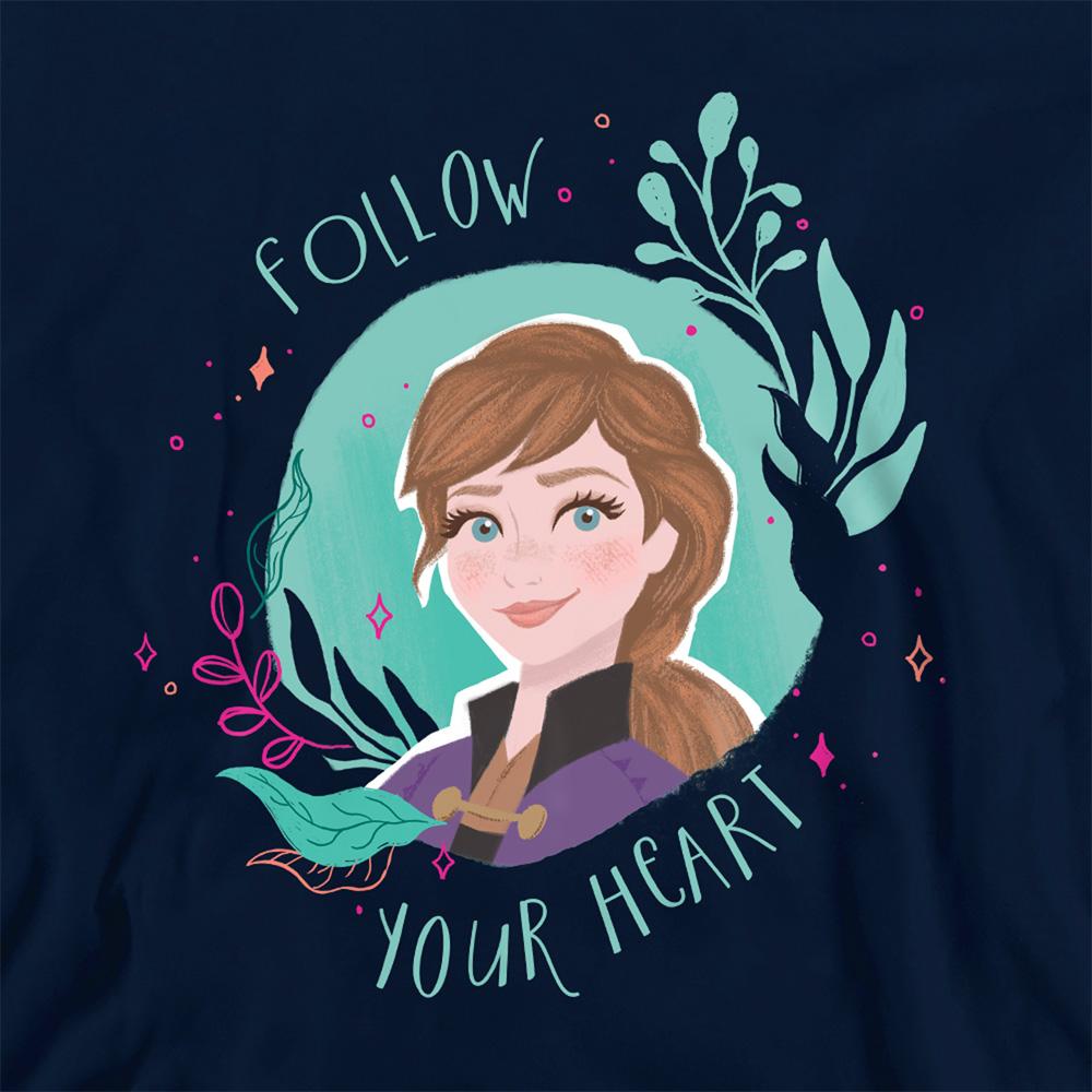 Navy - Side - Frozen Childrens-Kids Follow Your Heart Anna Pullover Hoodie
