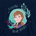 Navy - Side - Frozen Childrens-Kids Follow Your Heart Anna Pullover Hoodie