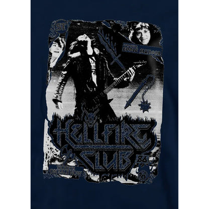 Navy - Side - Stranger Things Childrens-Kids Hellfire Club Poster Pullover Hoodie
