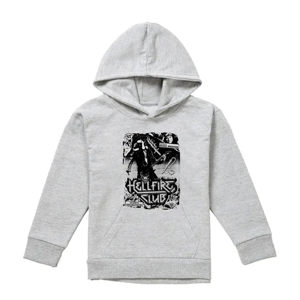 Athletic Heather - Front - Stranger Things Childrens-Kids Hellfire Club Poster Pullover Hoodie