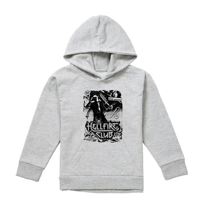 Athletic Heather - Front - Stranger Things Childrens-Kids Hellfire Club Poster Pullover Hoodie