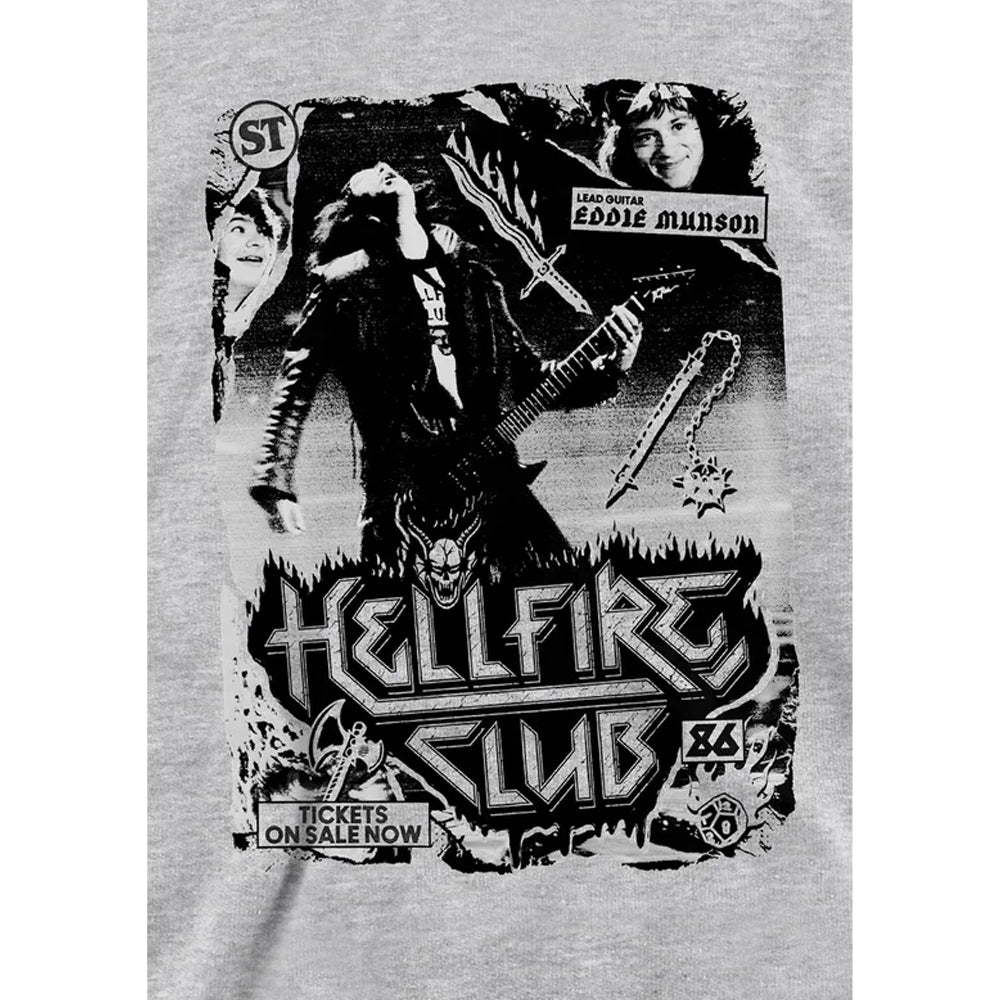 Athletic Heather - Side - Stranger Things Childrens-Kids Hellfire Club Poster Pullover Hoodie
