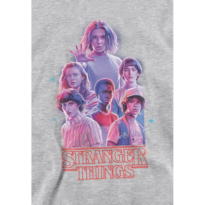 Athletic Heather - Side - Stranger Things Childrens-Kids Pink Glow Group Pullover Hoodie