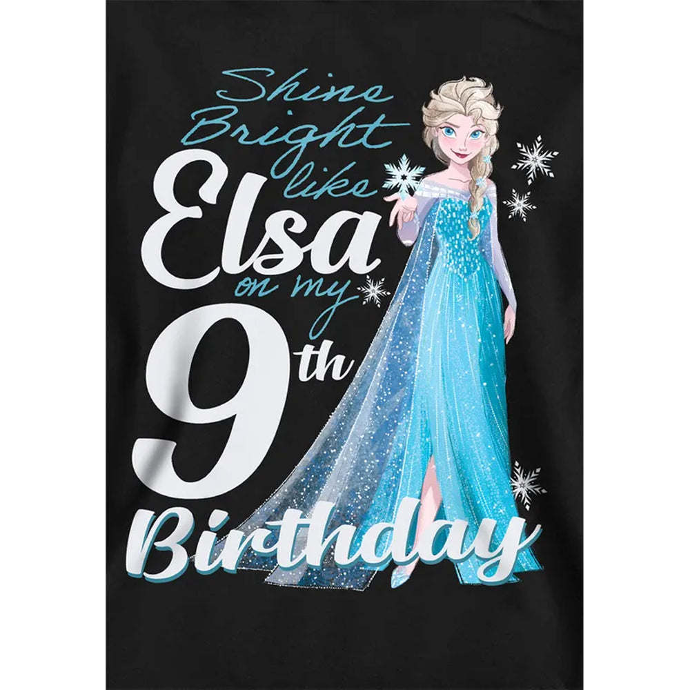Black - Side - Frozen Childrens-Kids Bright Like Elsa 9th Birthday Pullover Hoodie