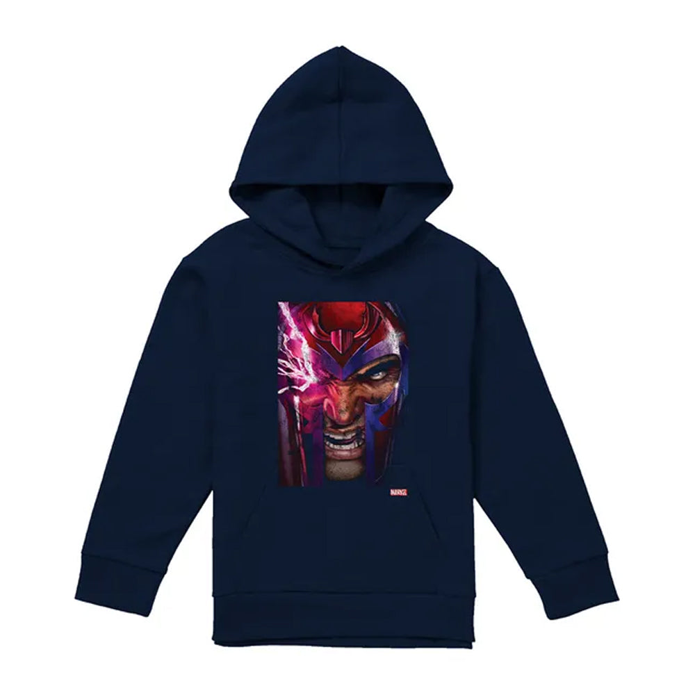 Navy - Front - X-Men Childrens-Kids Magneto Cover Pull Over Hoodie