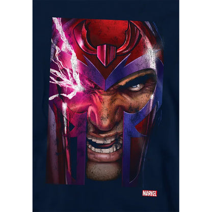 Navy - Side - X-Men Childrens-Kids Magneto Cover Pull Over Hoodie