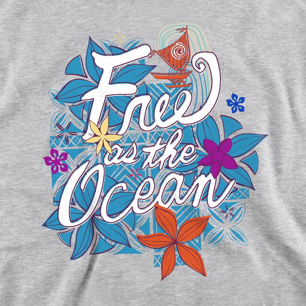 Athletic Heather - Side - Moana Childrens-Kids Free As The Ocean Hoodie