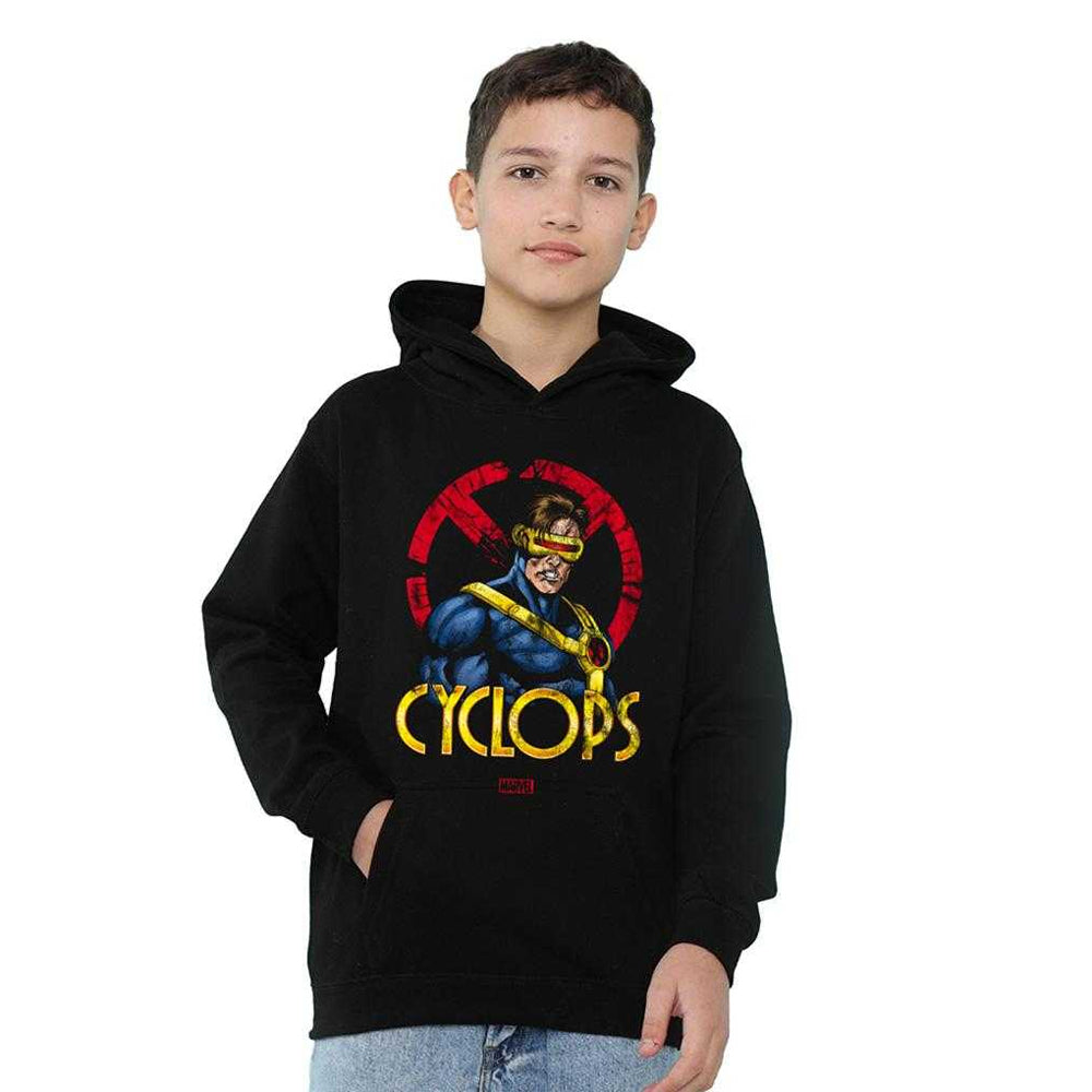 Black - Lifestyle - X-Men Childrens-Kids Cyclops Logo Pull Over Hoodie