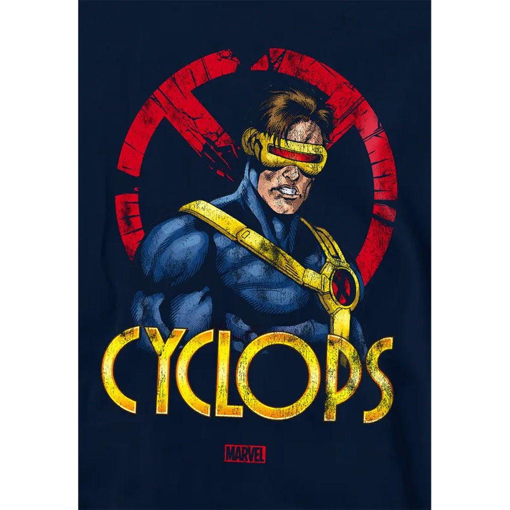Navy - Side - X-Men Childrens-Kids Cyclops Logo Pull Over Hoodie
