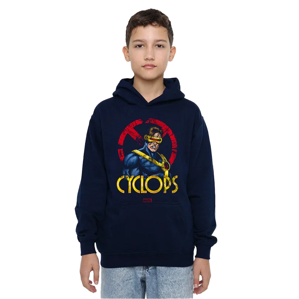 Navy - Lifestyle - X-Men Childrens-Kids Cyclops Logo Pull Over Hoodie