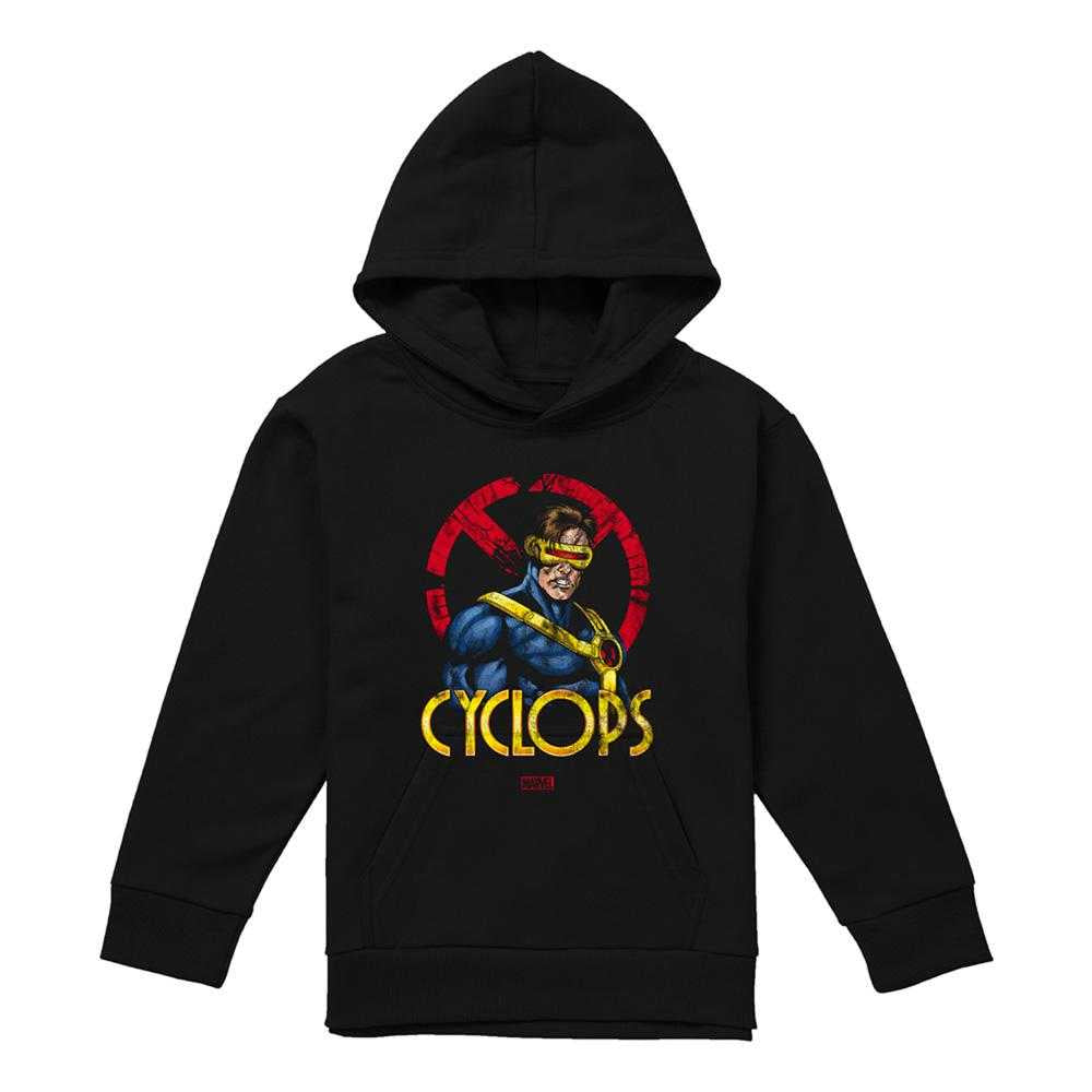 Black - Front - X-Men Childrens-Kids Cyclops Logo Pull Over Hoodie