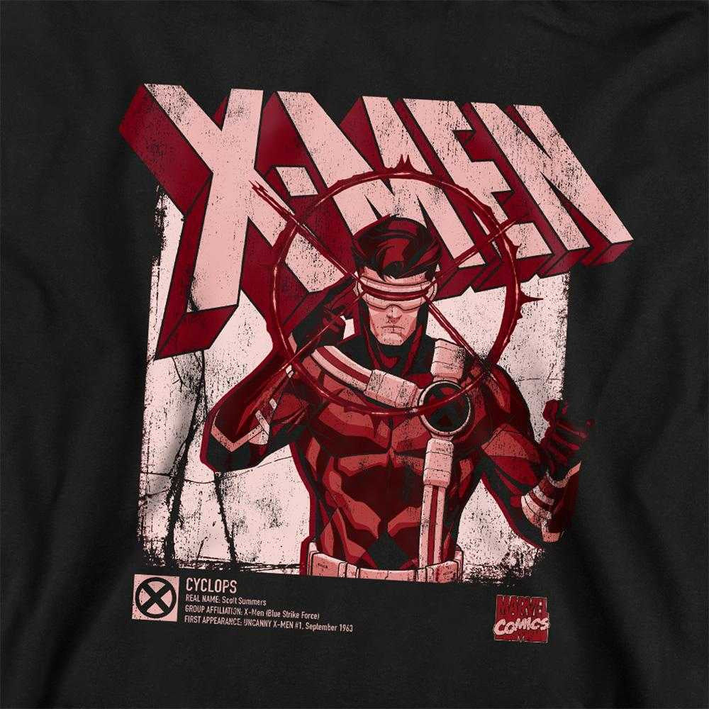 Black - Side - X-Men Childrens-Kids Info Cyclops Pull Over Hoodie