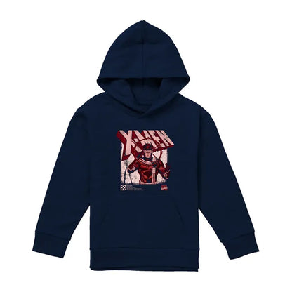 Navy - Front - X-Men Childrens-Kids Info Cyclops Pull Over Hoodie
