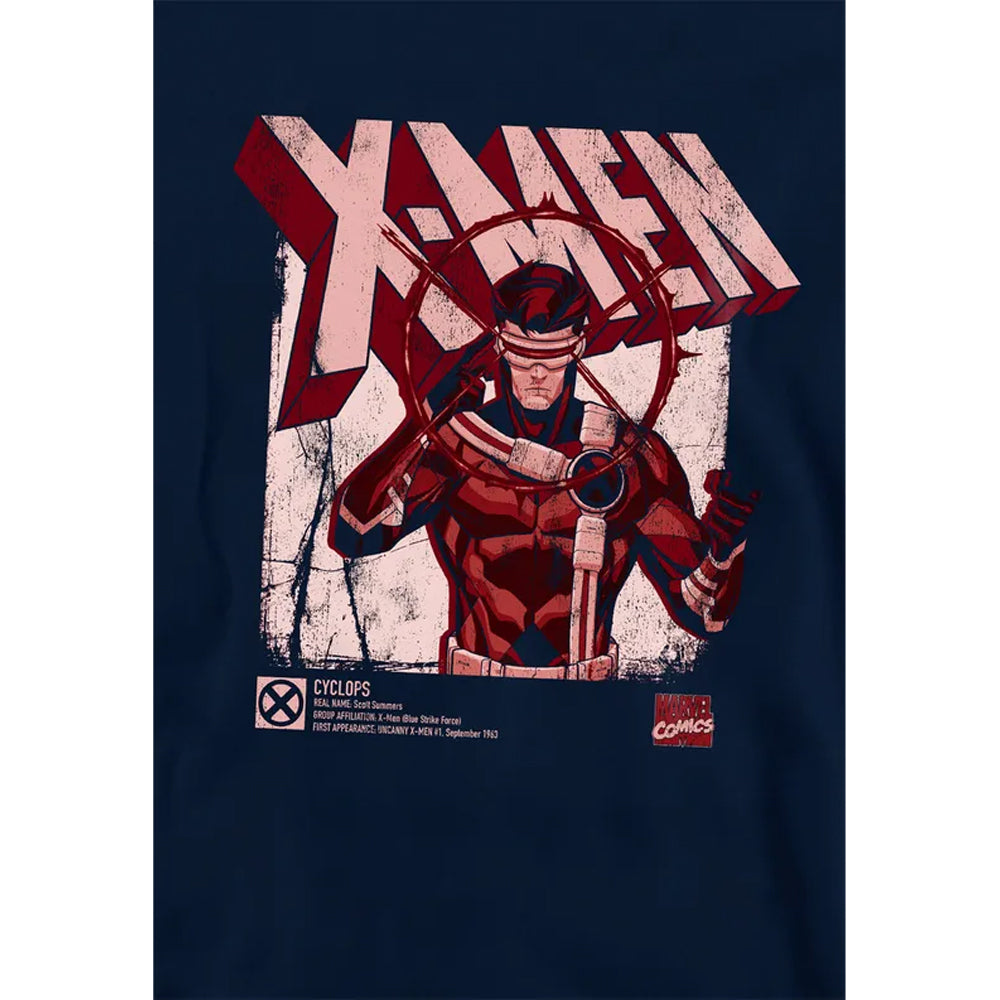 Navy - Side - X-Men Childrens-Kids Info Cyclops Pull Over Hoodie
