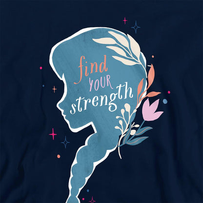 Navy - Side - Frozen Childrens-Kids Find Your Strength Anna Pullover Hoodie