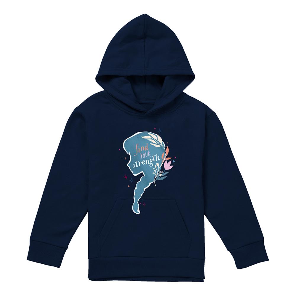 Navy - Front - Frozen Childrens-Kids Find Your Strength Anna Pullover Hoodie