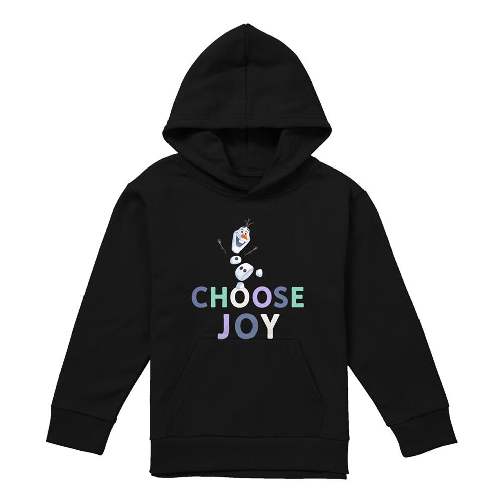 Black - Front - Frozen Childrens-Kids Choose Joy Olaf Pullover Hoodie