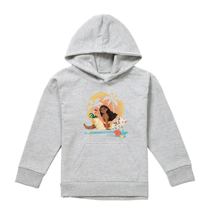 Athletic Heather - Front - Moana Childrens-Kids Sitting Sunset Hoodie