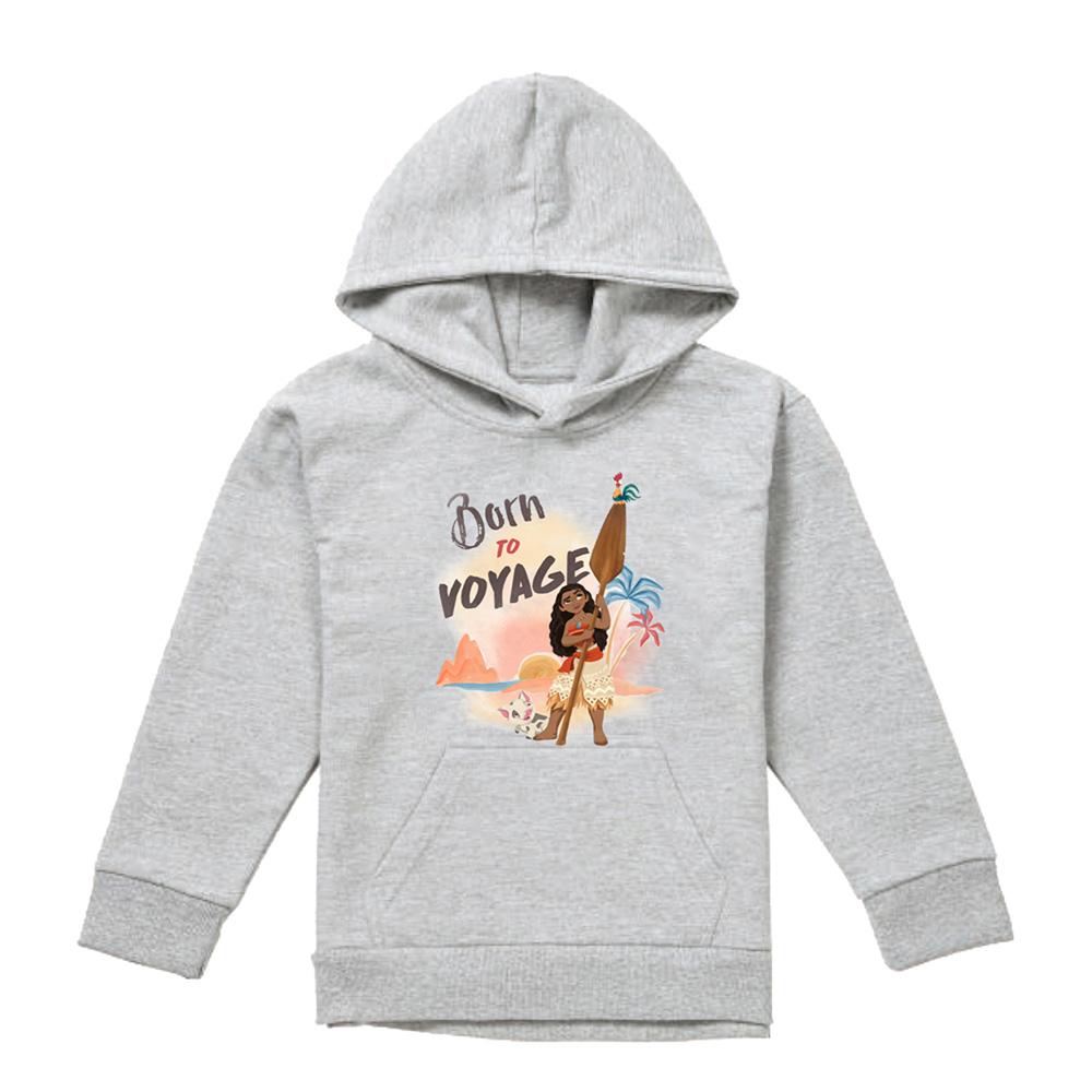 Athletic Heather - Front - Moana Childrens-Kids Born To Voyage Pullover Hoodie