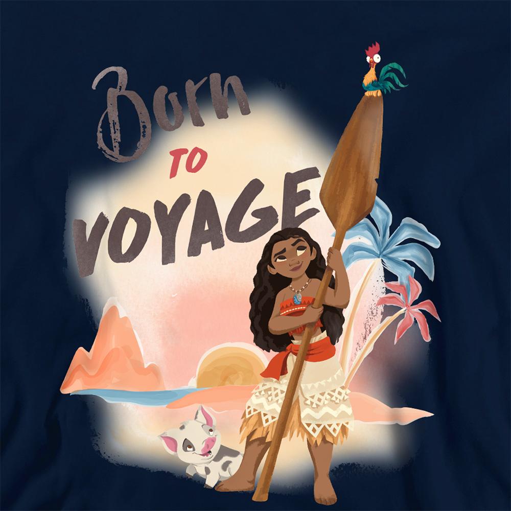 Navy - Side - Moana Childrens-Kids Born To Voyage Pullover Hoodie