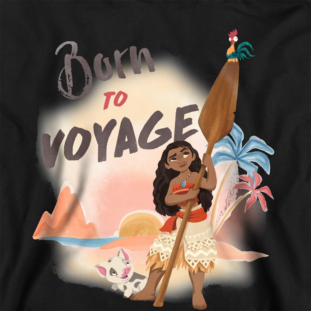 Black - Side - Moana Childrens-Kids Born To Voyage Pullover Hoodie