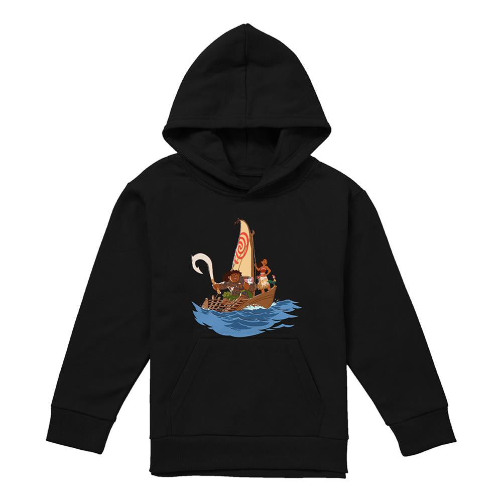 Black - Front - Moana Childrens-Kids Voyage Maui Hoodie
