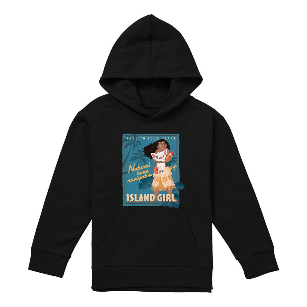 Black - Front - Moana Childrens-Kids Island Girl Hoodie