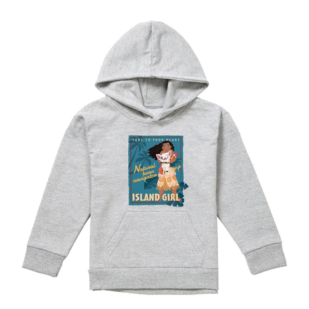 Athletic Heather - Front - Moana Childrens-Kids Island Girl Hoodie