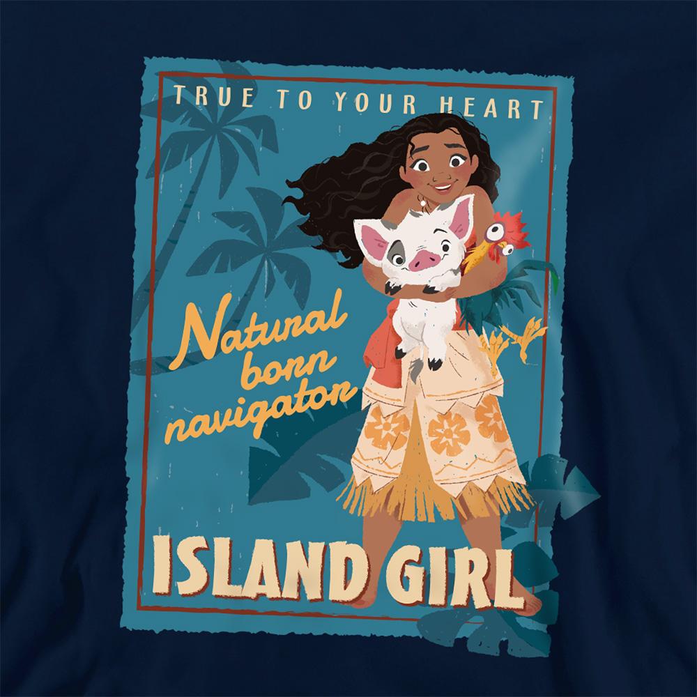 Navy - Side - Moana Childrens-Kids Island Girl Hoodie