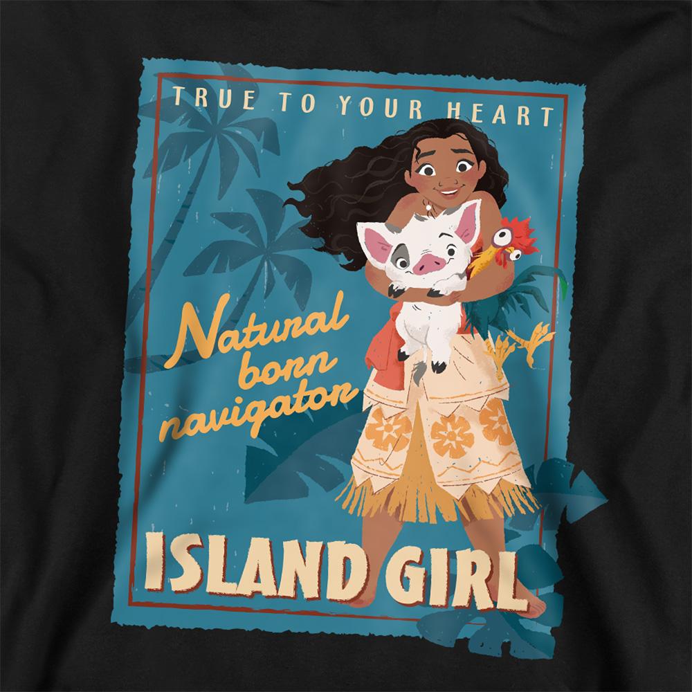 Black - Side - Moana Childrens-Kids Island Girl Hoodie
