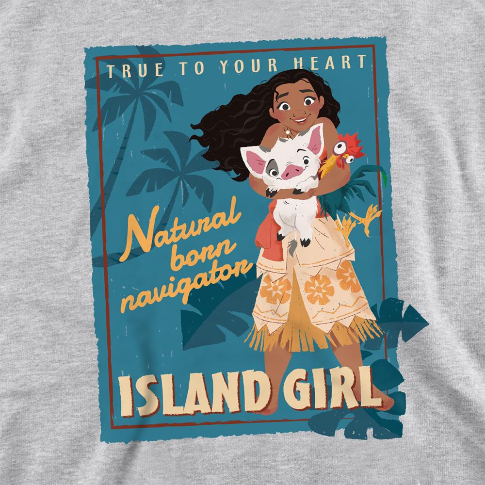 Athletic Heather - Side - Moana Childrens-Kids Island Girl Hoodie