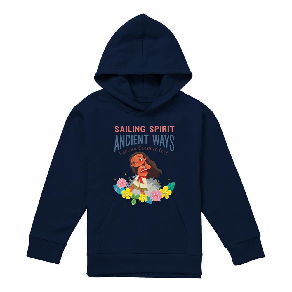 Navy - Front - Moana Childrens-Kids Sailing Spirit Hoodie