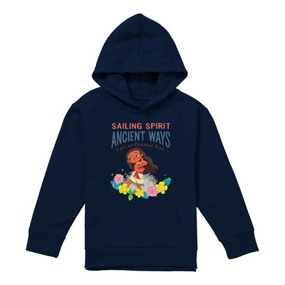 Navy - Front - Moana Childrens-Kids Sailing Spirit Hoodie