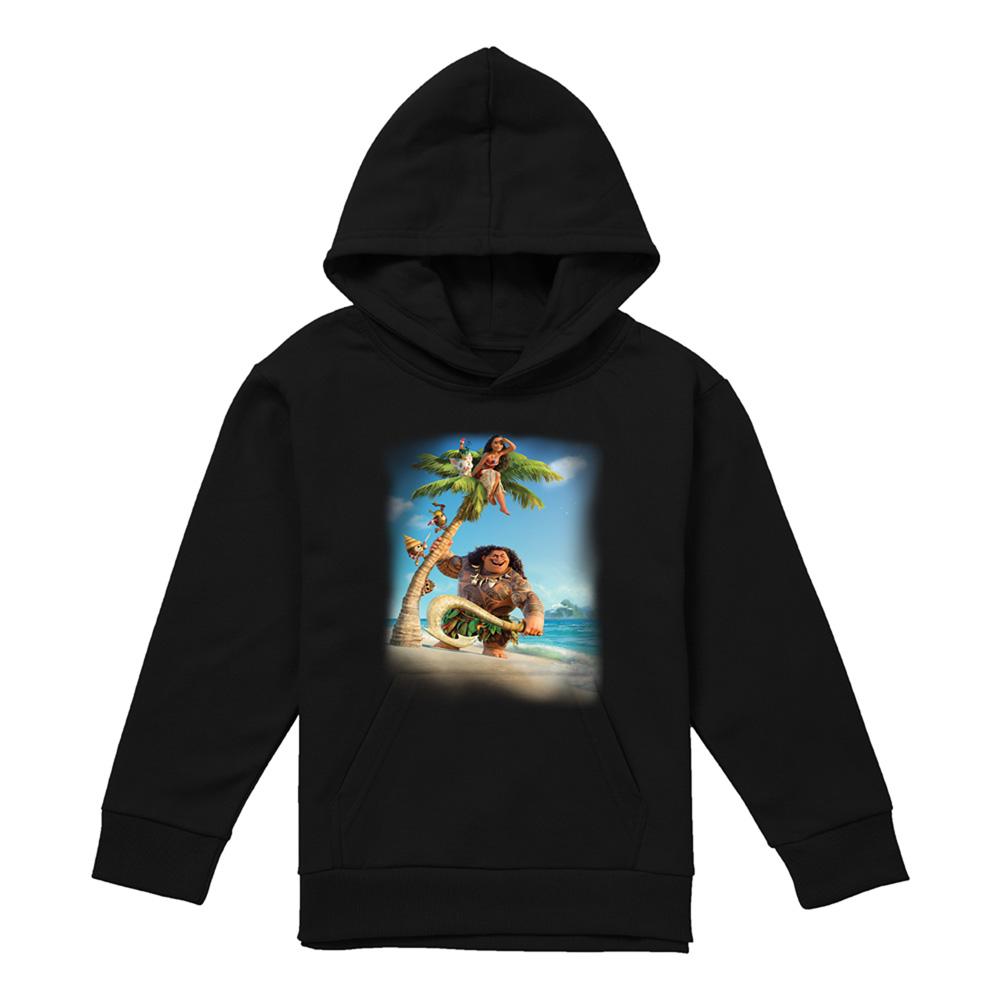 Black - Front - Moana Childrens-Kids Poster Hoodie
