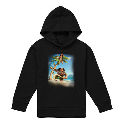 Black - Front - Moana Childrens-Kids Poster Hoodie