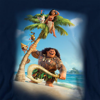 Navy - Side - Moana Childrens-Kids Poster Hoodie