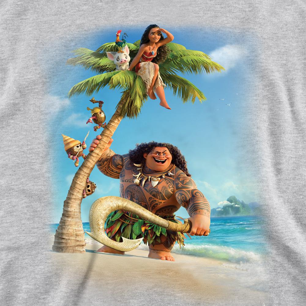 Athletic Heather - Side - Moana Childrens-Kids Poster Hoodie