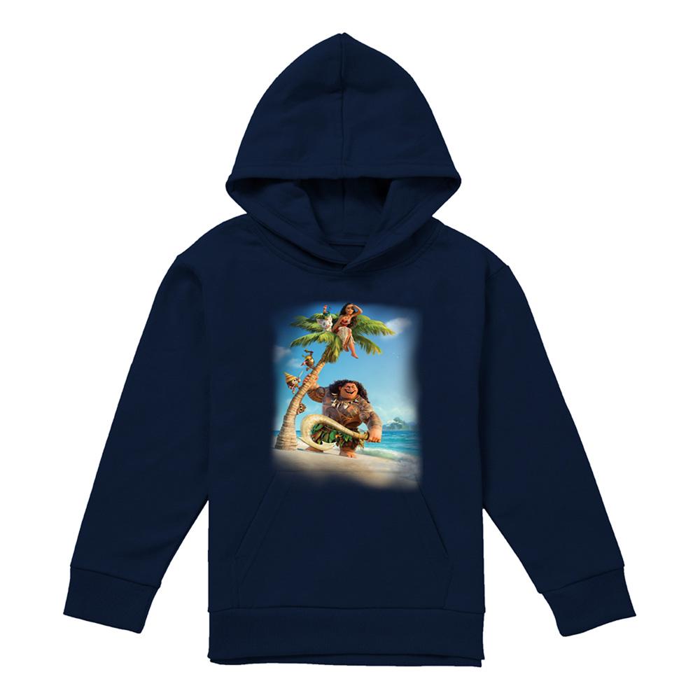 Navy - Front - Moana Childrens-Kids Poster Hoodie