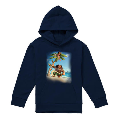 Navy - Front - Moana Childrens-Kids Poster Hoodie