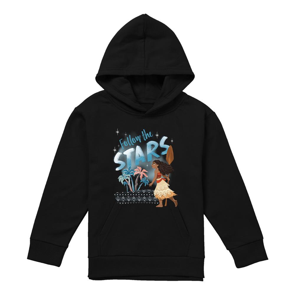 Black - Front - Moana Childrens-Kids Follow The Stars Hoodie