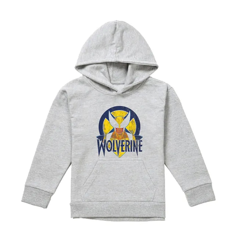 Athletic Heather - Front - X-Men Childrens-Kids Wolverine Retro Pull Over Hoodie
