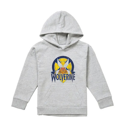 Athletic Heather - Front - X-Men Childrens-Kids Wolverine Retro Pull Over Hoodie