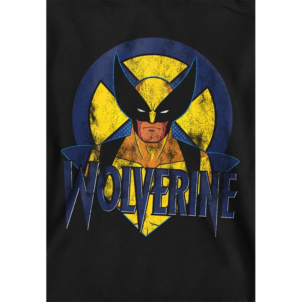Black - Side - X-Men Childrens-Kids Wolverine Retro Pull Over Hoodie