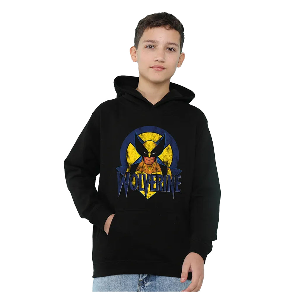Black - Lifestyle - X-Men Childrens-Kids Wolverine Retro Pull Over Hoodie