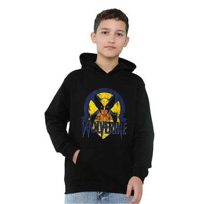 Black - Lifestyle - X-Men Childrens-Kids Wolverine Retro Pull Over Hoodie