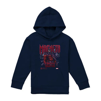 Navy - Front - X-Men Childrens-Kids Magneto Pull Over Hoodie