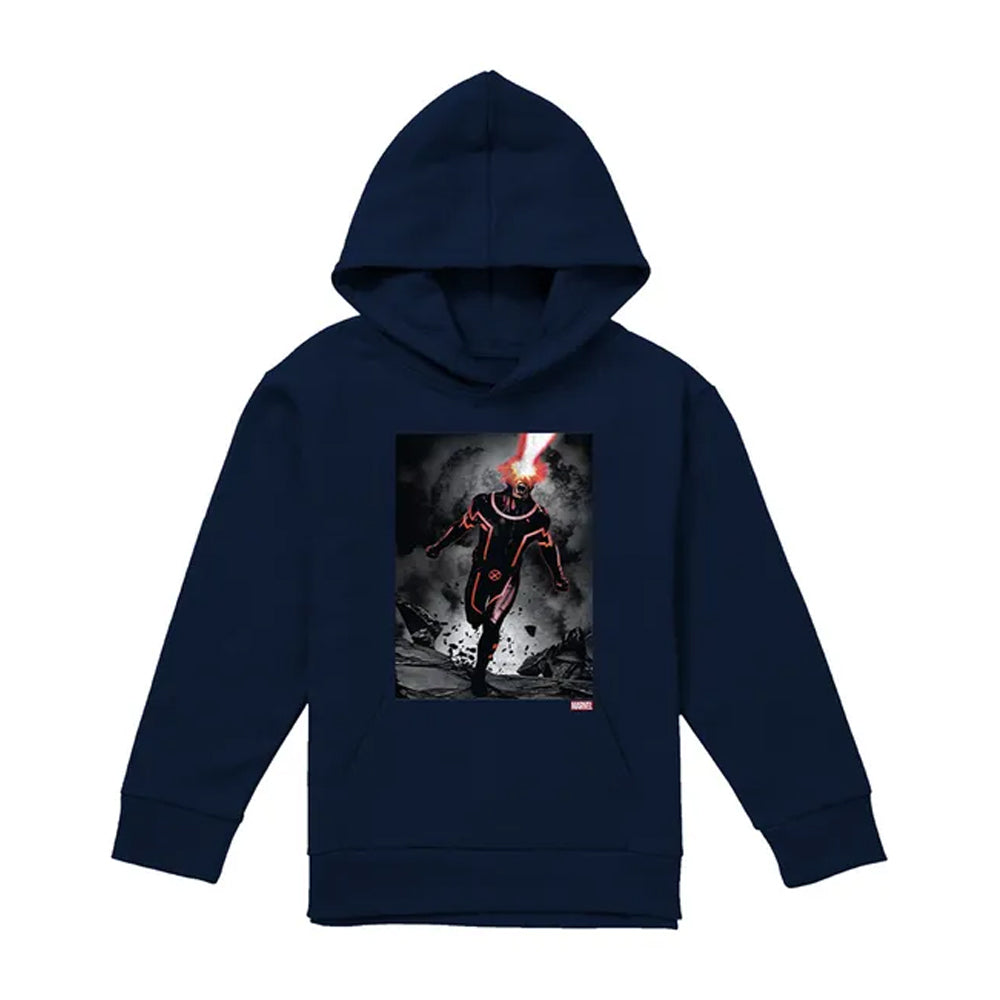 Navy - Front - X-Men Childrens-Kids Cyclops Blast Pull Over Hoodie