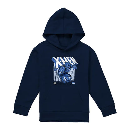 Navy - Front - X-Men Childrens-Kids Beast Pull Over Hoodie