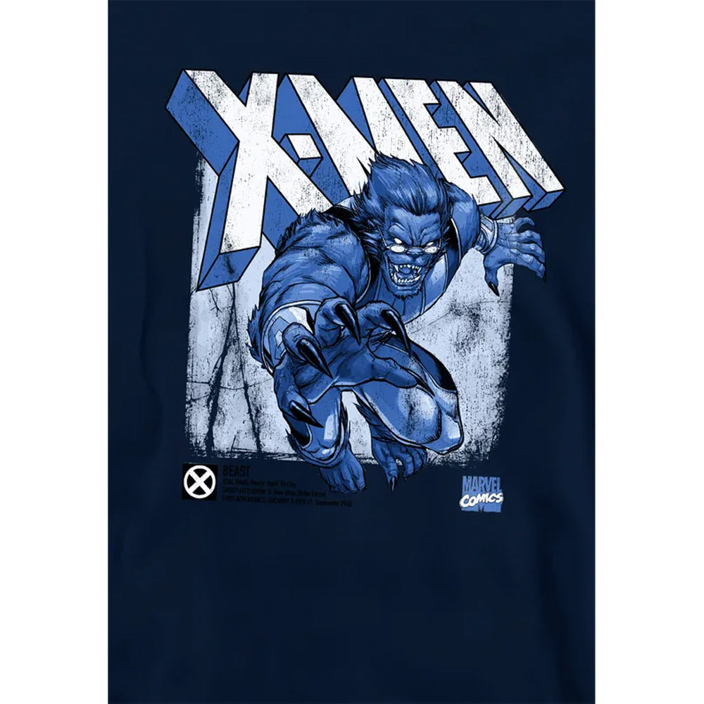 Navy - Side - X-Men Childrens-Kids Beast Pull Over Hoodie
